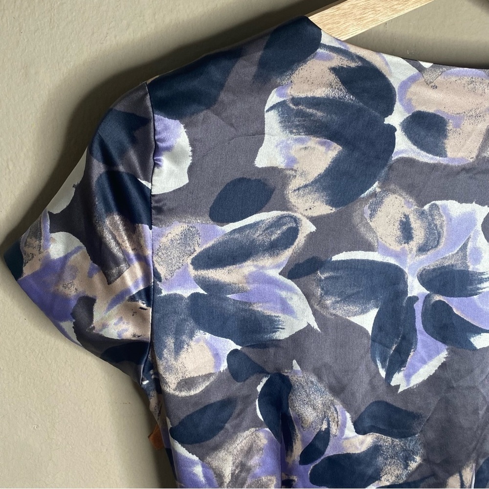 Banana Republic Short Sleeve Silk Dress Retro Pattern Size 0 Petite - Picture 7 of 16